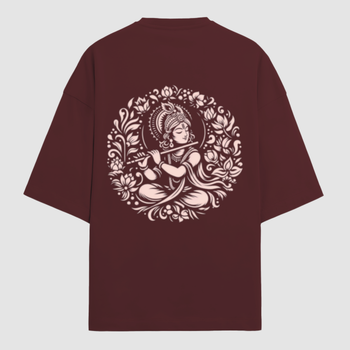Oversized Heavy Weight Maroon Krishna Tshirt