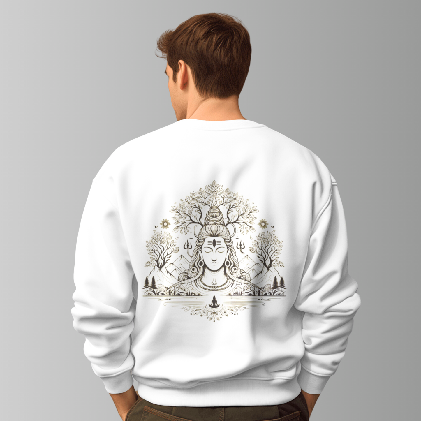 Shiva’s Serenity: White Oversized Sweatshirt