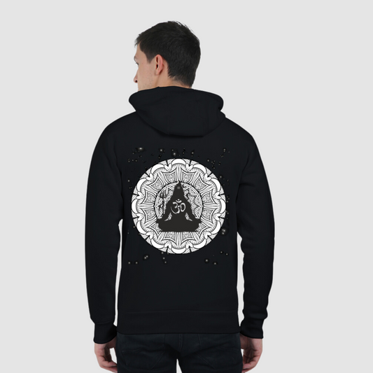 Black zip Hoodie having Mahadev Om