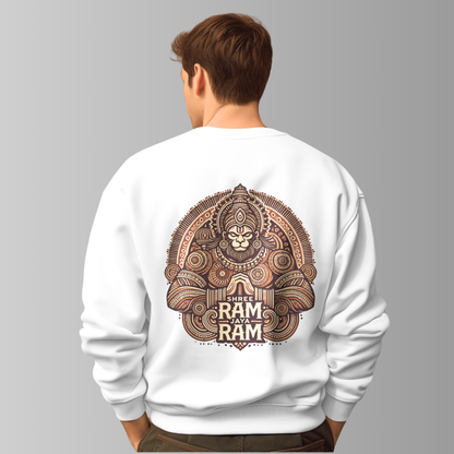 Guardian of Faith: White Hanuman Oversized Sweatshirt