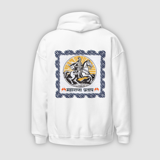 Courage Embodied: White Maharana Pratap Oversized Hoodie