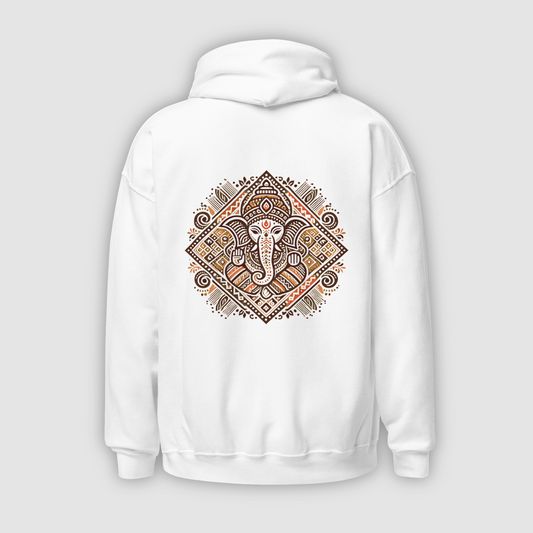 Ganesha’s Wisdom: Oversized Hoodie in White