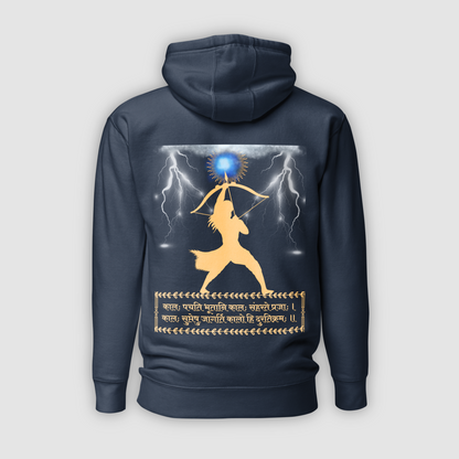 Navy Blue Hooded Sweatshirt having lord Rama Design