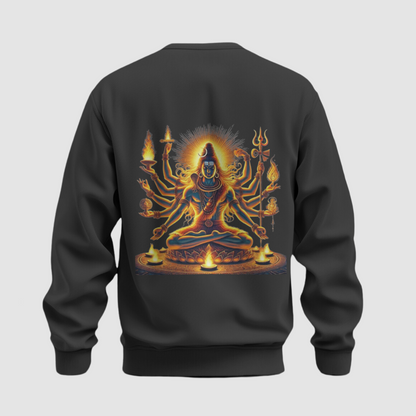 Soul of Shiva: Black Mahadev Oversized Sweatshirt