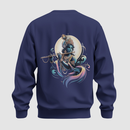 Navy Blue oversized Sweatshirt having lord Krishna Design