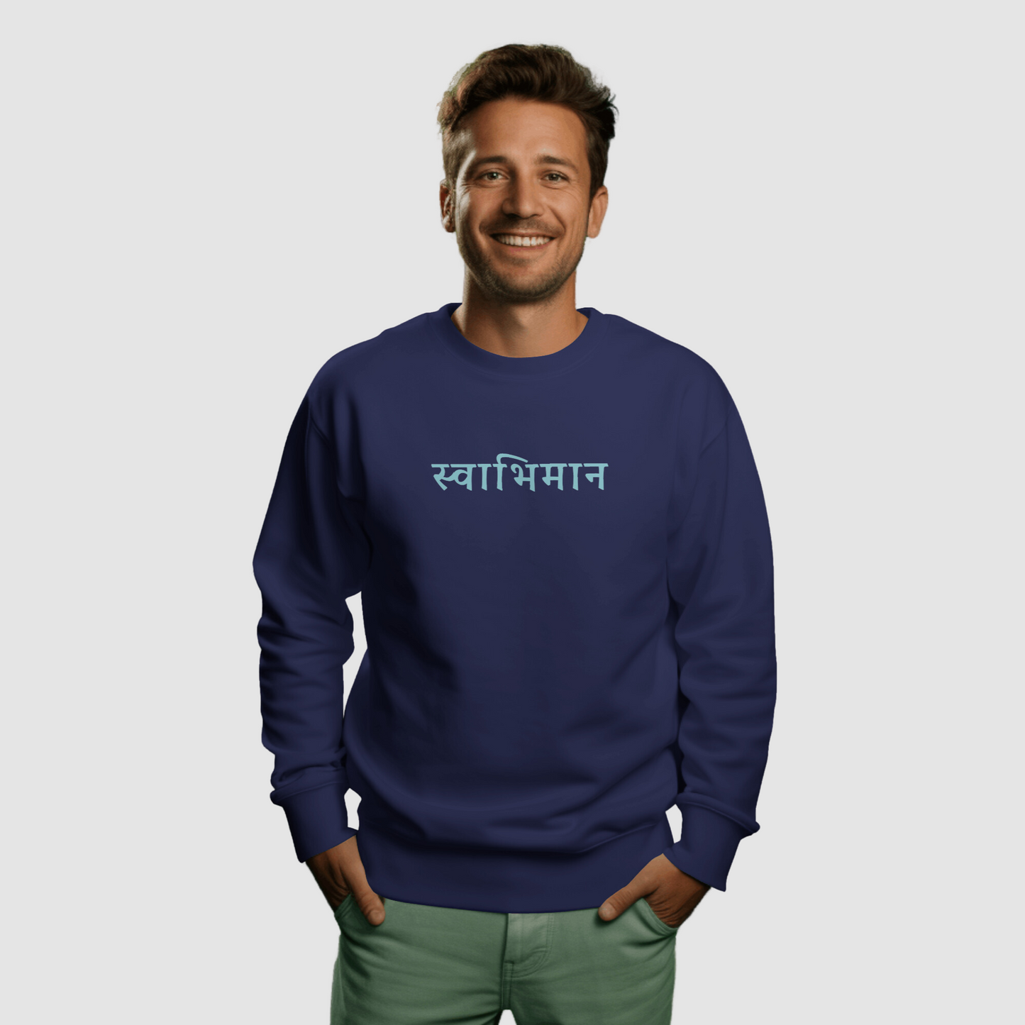 Navy Blue oversized Sweatshirt having lord Krishna Design