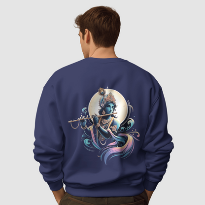 Navy Blue oversized Sweatshirt having lord Krishna Design