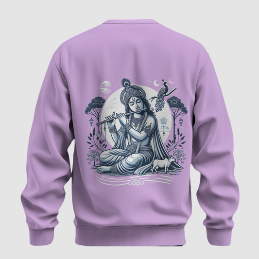 Essence of Vrindavan: Lavender Krishna Oversized Sweatshirt