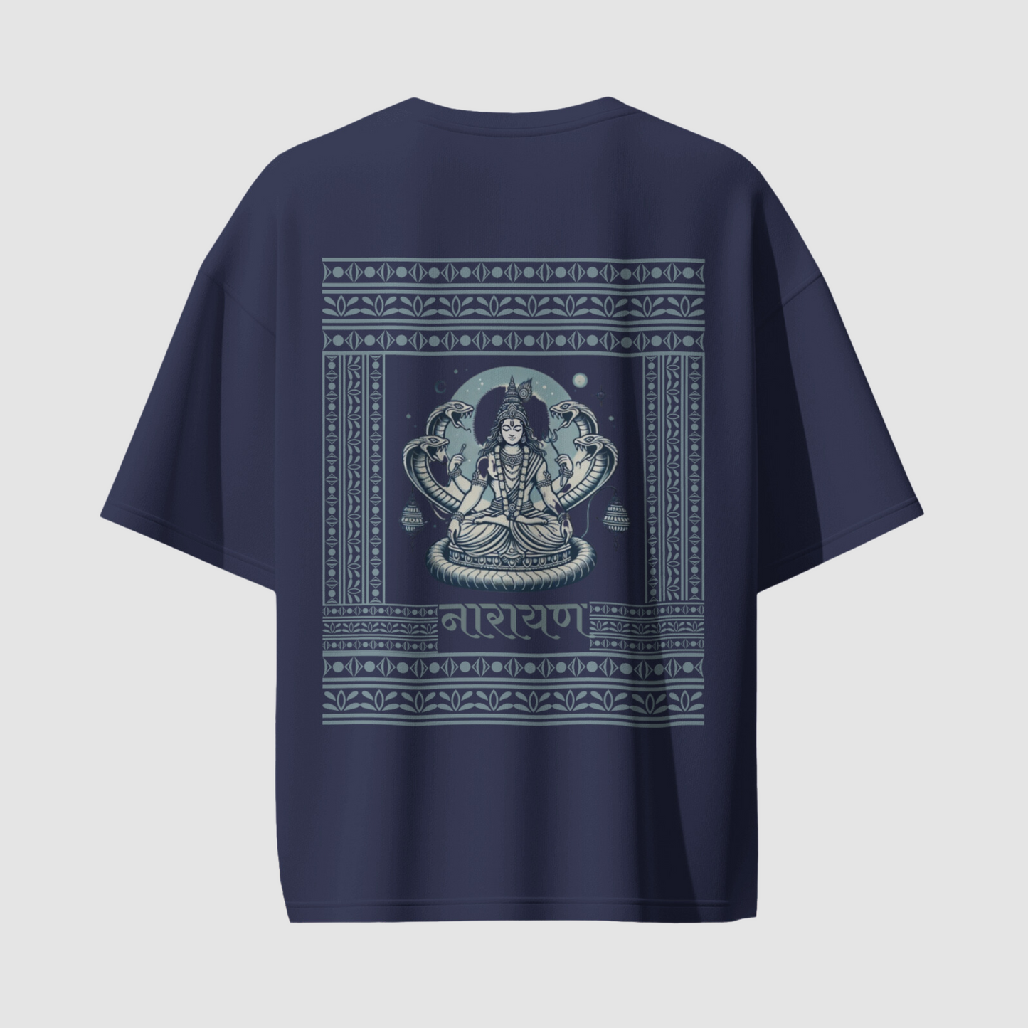 Navy Blue Premium Fabric 280 gsm Oversized T-shirt having Naryana Design