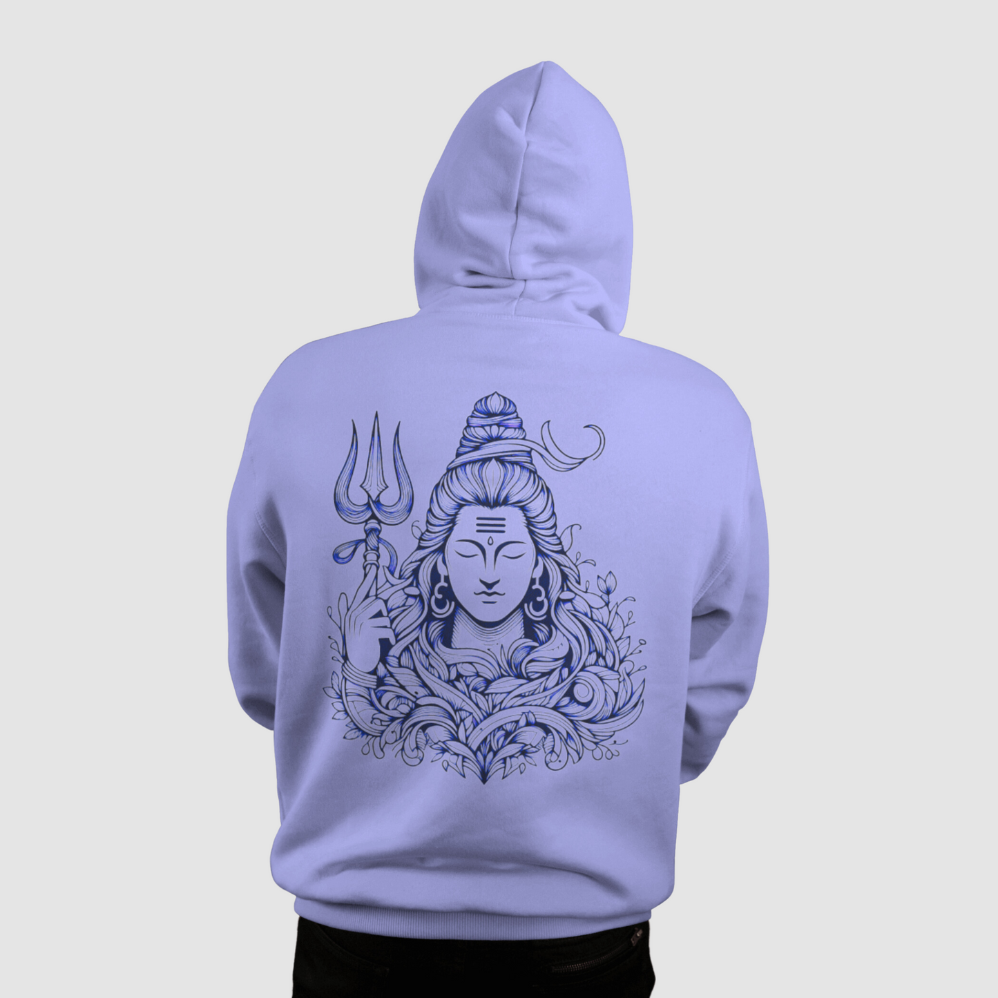 Lavender Hooded Sweatshirt having Shiva Illustration