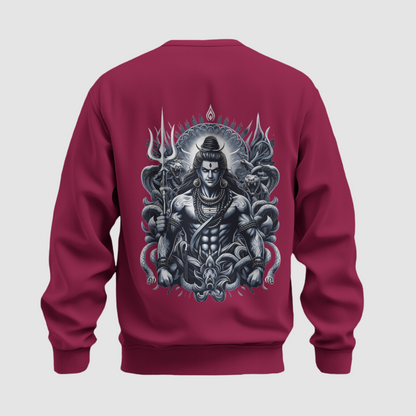 Maroon Oversized Sweatshirt having lord shiva Design