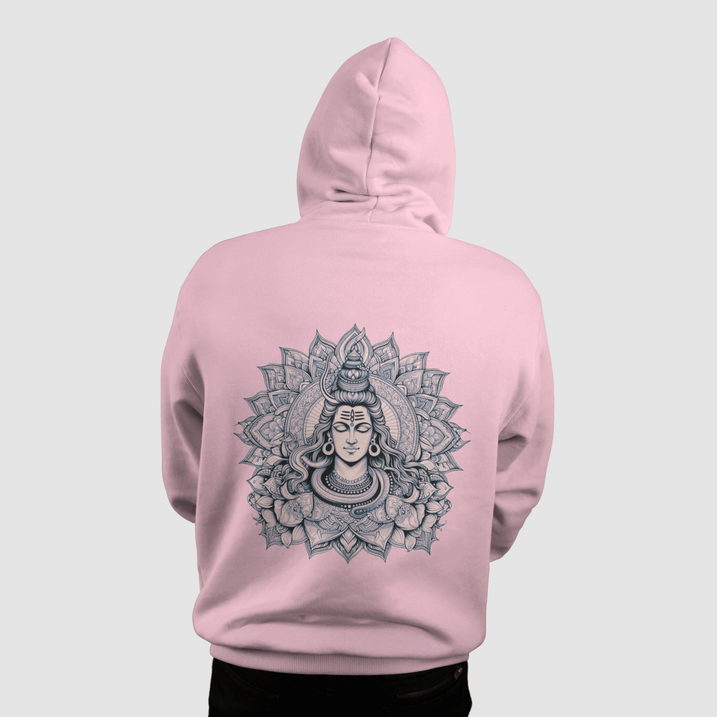 Eternal Grace: Light Pink Shiva Design Hoodie