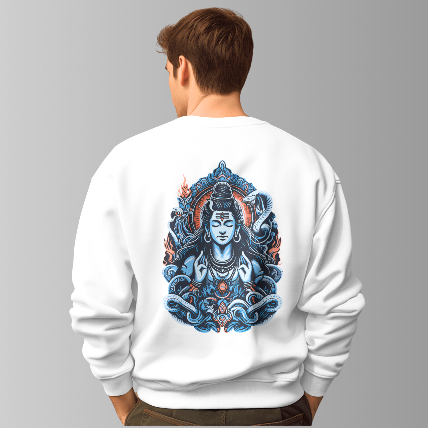 Mahadev’s Grace: Oversized White Sweatshirt