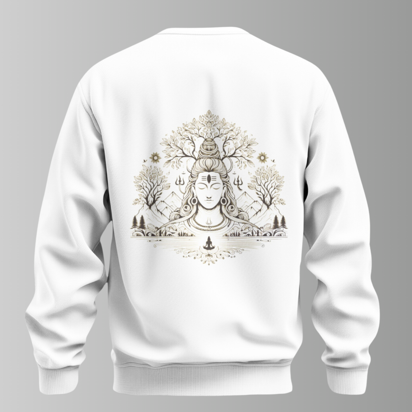 Shiva’s Serenity: White Oversized Sweatshirt