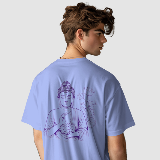 Peaceful Presence: Lavender Buddha Premium Fabric 280 gsm Oversized T-Shirt