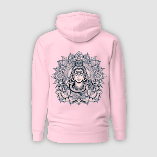 Eternal Grace: Light Pink Shiva Design Hoodie