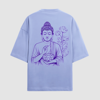Peaceful Presence: Lavender Buddha Premium Fabric 280 gsm Oversized T-Shirt